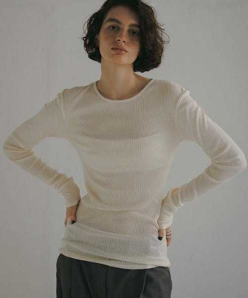 ETRE TOKYO（エトレトウキョウ）の「DEPENDREシアーロンTee（Tシャツ/カットソー・レディース・グレー/アイボリー/ブラック/ホワイト・FREE）」の3枚目の写真