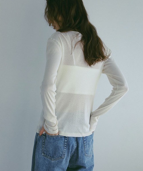 ETRE TOKYO（エトレトウキョウ）の「DEPENDREシアーロンTee（Tシャツ/カットソー・レディース・グレー/アイボリー/ブラック/ホワイト・FREE）」の6枚目の写真