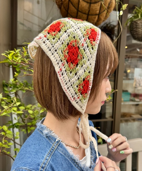 SOLLON.（ソルロン）の「アソートかぎ編みフラワーバブーシュカ（その他ヘアアクセサリー・レディース・その他1/その他2/その他3/その他4/その他5/その他6・FREE）」の5枚目の写真