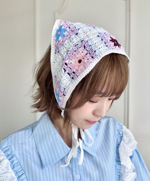 SOLLON.（ソルロン）の「アソートかぎ編みフラワーバブーシュカ（その他ヘアアクセサリー・レディース・その他1/その他2/その他3/その他4/その他5/その他6・FREE）」の6枚目の写真