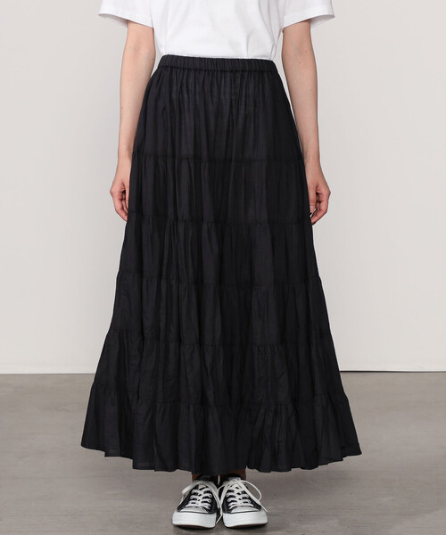 Couture d'adam(クチュールドアダム)の「COUTURE D'ADAM | コットンカディ ティアードスカート BLACK WOMEN(スカート・レディース・ブラック・38)」の6枚目の写真