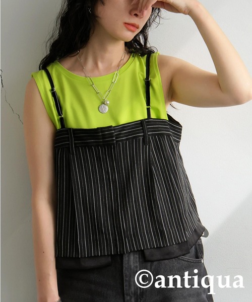 antiqua（アンティカ）の「接触冷感タンクトップ（タンクトップ・レディース・ライム/グリーン系その他/ホワイト/ブラック/ブルー・C/V）」の3枚目の写真