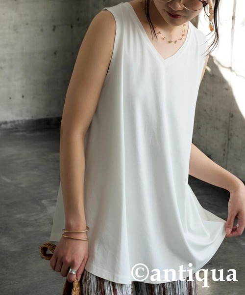 antiqua（アンティカ）の「接触冷感タンクトップ（タンクトップ・レディース・ライム/グリーン系その他/ホワイト/ブラック/ブルー・C/V）」の13枚目の写真