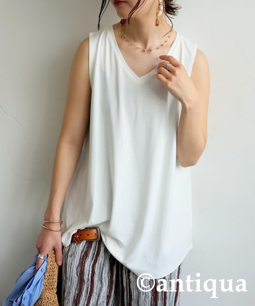 antiqua（アンティカ）の「接触冷感タンクトップ（タンクトップ・レディース・ライム/グリーン系その他/ホワイト/ブラック/ブルー・C/V）」の17枚目の写真