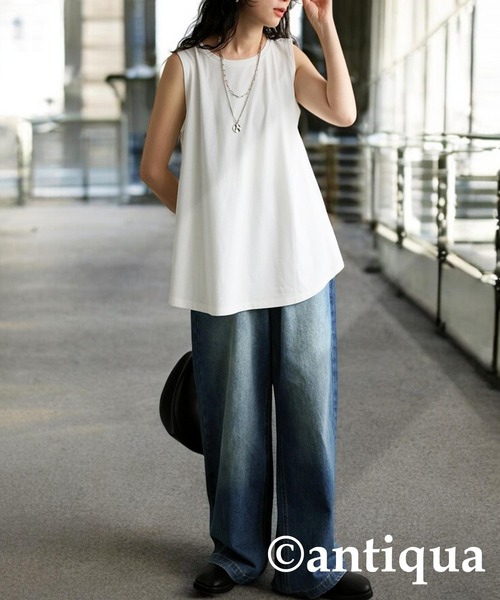 antiqua（アンティカ）の「接触冷感タンクトップ（タンクトップ・レディース・ライム/グリーン系その他/ホワイト/ブラック/ブルー・C/V）」の6枚目の写真