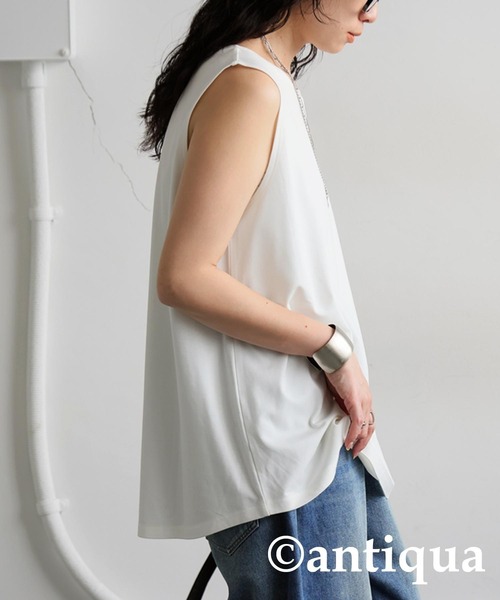 antiqua（アンティカ）の「接触冷感タンクトップ（タンクトップ・レディース・ライム/グリーン系その他/ホワイト/ブラック/ブルー・C/V）」の8枚目の写真