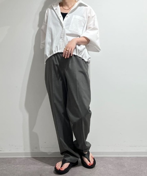 human woman(ヒューマンウーマン)の「◆ポプリンストレッチドローストリングテーパードパンツ(その他パンツ・レディース・グレー/ブルー・SMALL/MEDIUM)」の5枚目の写真