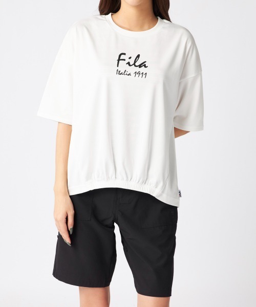 FILA(フィラ)の「【FILA/フィラ】Tシャツ付き水着4点セット/水陸両用オーバーサイズラッシュガードTシャツ・ミッドレングスパンツ付きタンキニ(水着)(水着・レディース・ホワイト/ブラック/ネイビー・SMALL/MEDIUM/LARGE/X-LARGE)」の4枚目の写真