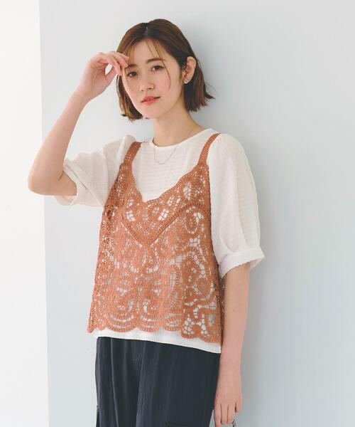 grove(グローブ)の「1枚でお洒落に決まるレースビスチェ×ブラウスSET(シャツ/ブラウス・レディース・アイボリー/スミクロ/ブルー/オレンジ・02/03/01)」の1枚目の写真