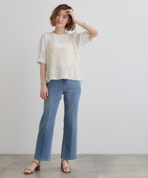 grove(グローブ)の「1枚でお洒落に決まるレースビスチェ×ブラウスSET(シャツ/ブラウス・レディース・アイボリー/スミクロ/ブルー/オレンジ・02/03/01)」の7枚目の写真