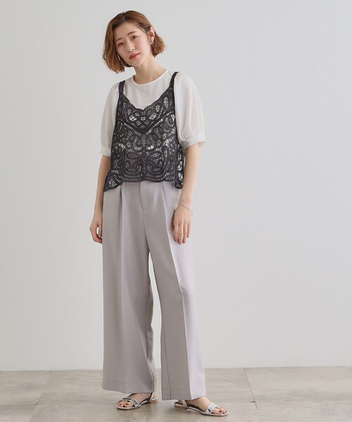 grove(グローブ)の「1枚でお洒落に決まるレースビスチェ×ブラウスSET(シャツ/ブラウス・レディース・アイボリー/スミクロ/ブルー/オレンジ・02/03/01)」の14枚目の写真