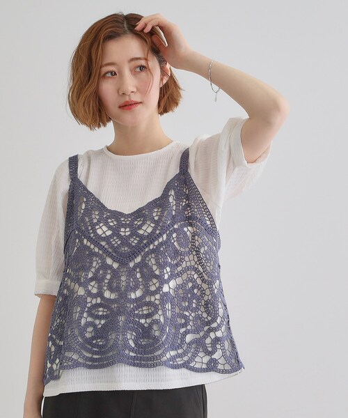 grove(グローブ)の「1枚でお洒落に決まるレースビスチェ×ブラウスSET(シャツ/ブラウス・レディース・アイボリー/スミクロ/ブルー/オレンジ・02/03/01)」の21枚目の写真