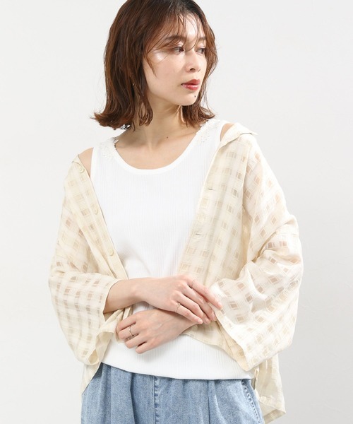 studio CLIP（スタディオクリップ）の「ランダムテレコレースタンク[プラスサイズあり]（タンクトップ・レディース・ブラック/ライトグレー/グリーン/オフホワイト・MEDIUM/LARGE/X-LARGE/XX-LARGE/XXX-LARGE）」の5枚目の写真