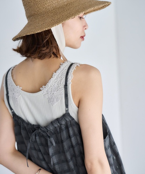 studio CLIP（スタディオクリップ）の「ランダムテレコレースタンク[プラスサイズあり]（タンクトップ・レディース・ブラック/ライトグレー/グリーン/オフホワイト・MEDIUM/LARGE/X-LARGE/XX-LARGE/XXX-LARGE）」の9枚目の写真