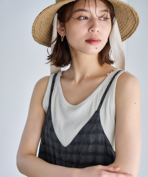 studio CLIP（スタディオクリップ）の「ランダムテレコレースタンク[プラスサイズあり]（タンクトップ・レディース・ブラック/ライトグレー/グリーン/オフホワイト・MEDIUM/LARGE/X-LARGE/XX-LARGE/XXX-LARGE）」の10枚目の写真