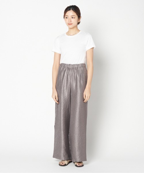 HELIOPOLE(エリオポール)の「SATIN SLIT EASY PANTS(その他パンツ・レディース・アイボリー/ダークブラウン・36/38)」の9枚目の写真