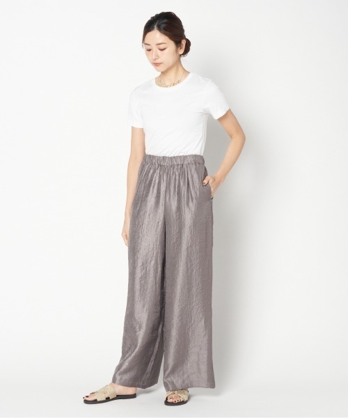 HELIOPOLE(エリオポール)の「SATIN SLIT EASY PANTS(その他パンツ・レディース・アイボリー/ダークブラウン・36/38)」の12枚目の写真