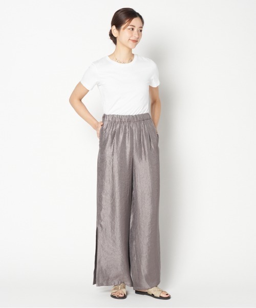 HELIOPOLE(エリオポール)の「SATIN SLIT EASY PANTS(その他パンツ・レディース・アイボリー/ダークブラウン・36/38)」の13枚目の写真