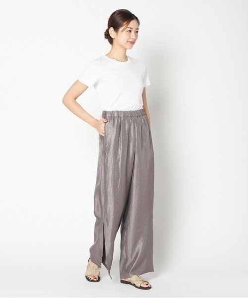 HELIOPOLE(エリオポール)の「SATIN SLIT EASY PANTS(その他パンツ・レディース・アイボリー/ダークブラウン・36/38)」の14枚目の写真