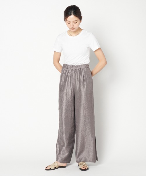 HELIOPOLE(エリオポール)の「SATIN SLIT EASY PANTS(その他パンツ・レディース・アイボリー/ダークブラウン・36/38)」の15枚目の写真