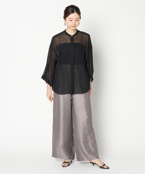 HELIOPOLE(エリオポール)の「SATIN SLIT EASY PANTS(その他パンツ・レディース・アイボリー/ダークブラウン・36/38)」の16枚目の写真