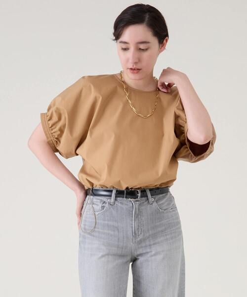ファブリックコンビギャザープルオーバー（Tシャツ/カットソー