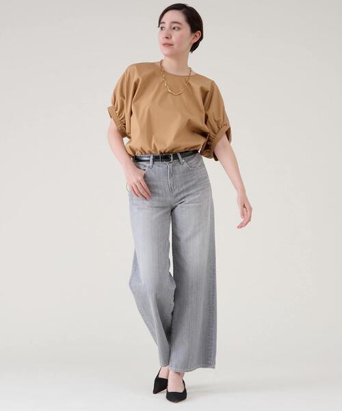 martinique(マルティニーク)の「ファブリックコンビギャザープルオーバー(Tシャツ/カットソー・レディース・ホワイト/ブラック/ベージュ/グレー・FREE)」の12枚目の写真