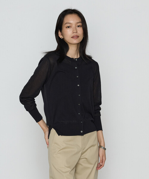 COMME CA（コムサ）の「綿アセテート カーディガン（カーディガン/ボレロ・レディース・ブラック/ライトグレー/グリーン・9号/11号）」の2枚目の写真