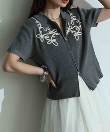 Sawa a la mode | コード刺繍Wジップニットブルゾン(ニット/セーター)
