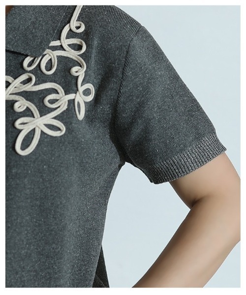 Sawa a la mode（サワアラモード）の「コード刺繍Wジップニットブルゾン（ニット/セーター・レディース・チャコールグレー・FREE）」の14枚目の写真