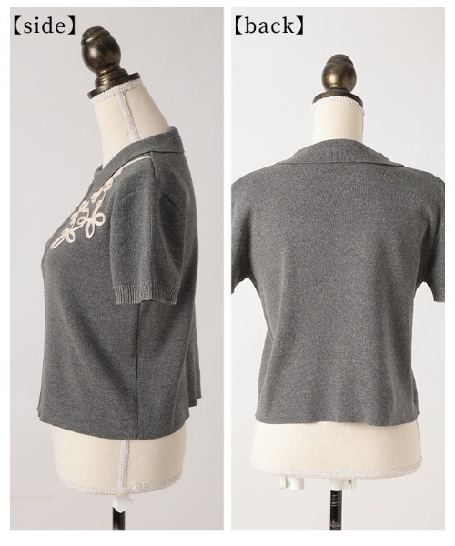 Sawa a la mode（サワアラモード）の「コード刺繍Wジップニットブルゾン（ニット/セーター・レディース・チャコールグレー・FREE）」の3枚目の写真