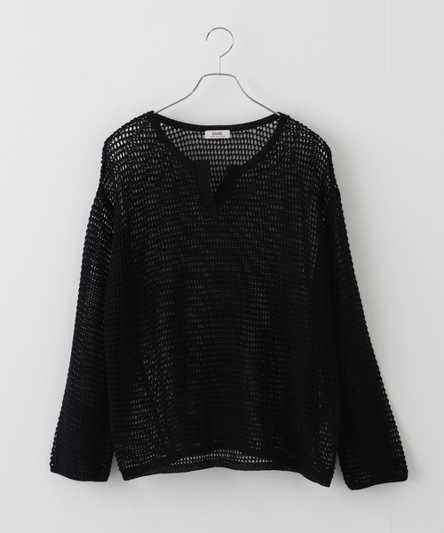 journal standard L'essage（ジャーナルスタンダードレサージュ）の「メッシュアミプルオーバー（ニット/セーター・レディース・ブラック/アイボリー/ライトグリーン・FREE）」の5枚目の写真