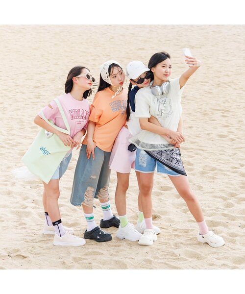 algy（アルジー）の「タテラインシースルークルーソックス（ソックス/靴下・キッズ・ブラック/グレー/オフホワイト・21/24）」の4枚目の写真