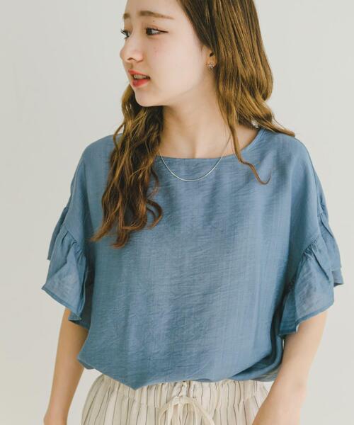 ITEMS URBANRESEARCH(アイテムズ アーバンリサーチ)の「袖フリルブラウス(シャツ/ブラウス・レディース・オフホワイト/ブラック/ブルー・FREE)」の5枚目の写真