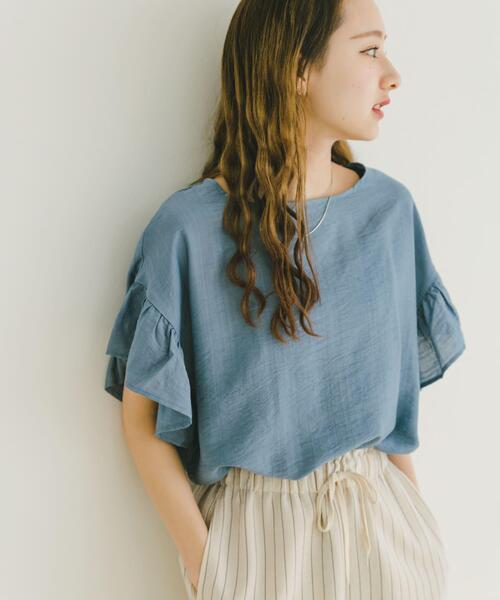 ITEMS URBANRESEARCH(アイテムズ アーバンリサーチ)の「袖フリルブラウス(シャツ/ブラウス・レディース・オフホワイト/ブラック/ブルー・FREE)」の6枚目の写真