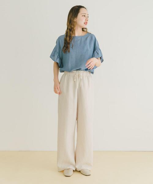 ITEMS URBANRESEARCH(アイテムズ アーバンリサーチ)の「袖フリルブラウス(シャツ/ブラウス・レディース・オフホワイト/ブラック/ブルー・FREE)」の9枚目の写真