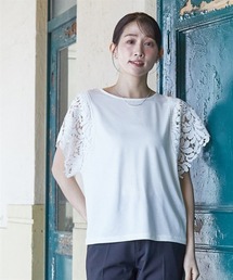 Petitjo | 小さいサイズ　袖レースカットソートップス　低身長さん・小柄女性(Tシャツ/カットソー)