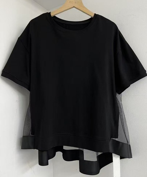 Lace Ladies(レースレディース)の「チュール レイヤード クルーネック 半袖 Tシャツ(Tシャツ/カットソー・レディース・ブラック/グレー/ホワイト・FREE)」の15枚目の写真