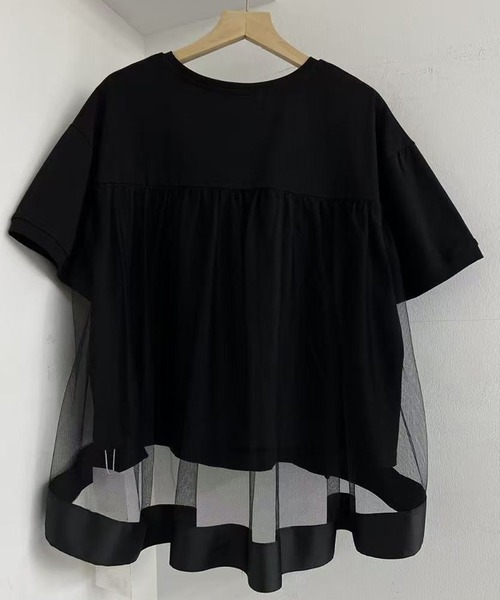 Lace Ladies(レースレディース)の「チュール レイヤード クルーネック 半袖 Tシャツ(Tシャツ/カットソー・レディース・ブラック/グレー/ホワイト・FREE)」の16枚目の写真