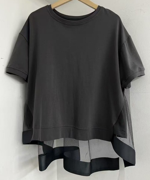 Lace Ladies(レースレディース)の「チュール レイヤード クルーネック 半袖 Tシャツ(Tシャツ/カットソー・レディース・ブラック/グレー/ホワイト・FREE)」の8枚目の写真
