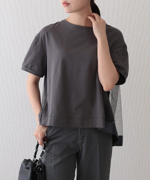 Lace Ladies(レースレディース)の「チュール レイヤード クルーネック 半袖 Tシャツ(Tシャツ/カットソー・レディース・ブラック/グレー/ホワイト・FREE)」の9枚目の写真