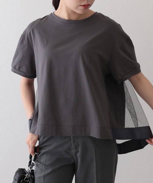 Lace Ladies(レースレディース)の「チュール レイヤード クルーネック 半袖 Tシャツ(Tシャツ/カットソー・レディース・ブラック/グレー/ホワイト・FREE)」の13枚目の写真