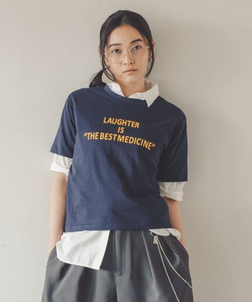 studio CLIP(スタディオクリップ)の「【daily CLIP】ボーイズシルエットTシャツ(Tシャツ/カットソー・レディース・ネイビー/ホワイト/ブラウン・FREE)」の3枚目の写真