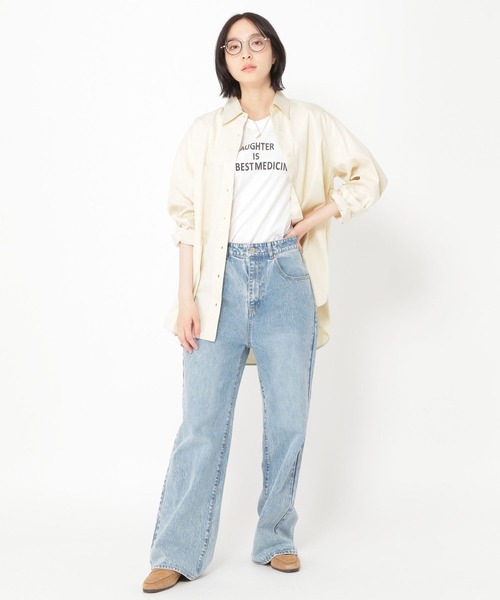studio CLIP(スタディオクリップ)の「【daily CLIP】ボーイズシルエットTシャツ(Tシャツ/カットソー・レディース・ネイビー/ホワイト/ブラウン・FREE)」の10枚目の写真