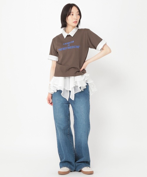 studio CLIP(スタディオクリップ)の「【daily CLIP】ボーイズシルエットTシャツ(Tシャツ/カットソー・レディース・ネイビー/ホワイト/ブラウン・FREE)」の18枚目の写真