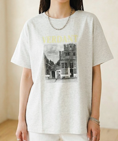 Per sist ence（パーシエンス）の「綿天竺フォトプリント半袖Tシャツ（Tシャツ/カットソー・レディース・ブルー/ブラック/イエロー/ピンク・ONE SIZE）」の4枚目の写真