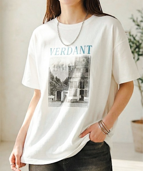 Per sist ence（パーシエンス）の「綿天竺フォトプリント半袖Tシャツ（Tシャツ/カットソー・レディース・ブルー/ブラック/イエロー/ピンク・ONE SIZE）」の3枚目の写真