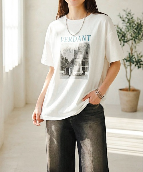 Per sist ence（パーシエンス）の「綿天竺フォトプリント半袖Tシャツ（Tシャツ/カットソー・レディース・ブルー/ブラック/イエロー/ピンク・ONE SIZE）」の11枚目の写真