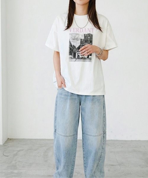 Per sist ence（パーシエンス）の「綿天竺フォトプリント半袖Tシャツ（Tシャツ/カットソー・レディース・ブルー/ブラック/イエロー/ピンク・ONE SIZE）」の7枚目の写真