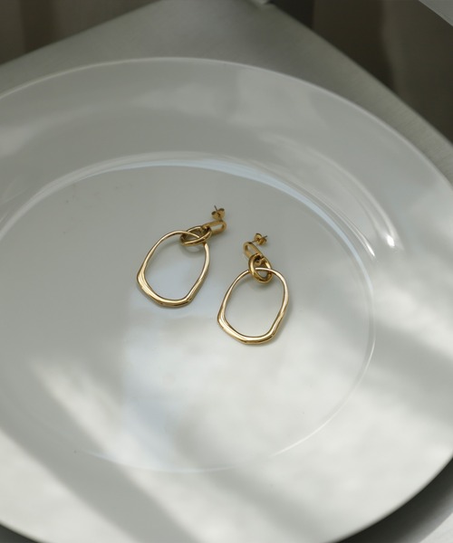 セール】楕円フープピアス 大きめ ゴールド ステンレス（ピアス